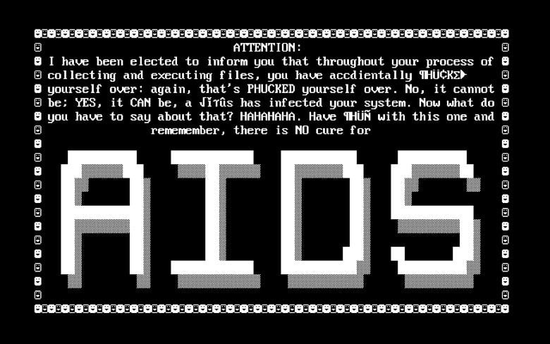 AIDS Trojan ransomware message